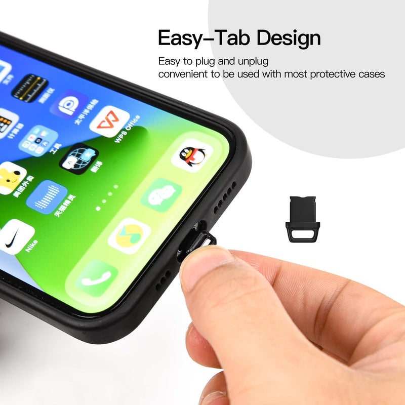 imComor 10X iPhone 14 Anti Dust Plug, iPhone Lightning Charging Port Dust Cover for iPhone 14 Pro Max, 13 Pro Max, 12 Pro Max, 11 Pro, X, XS, XR, 8, 7 iPad AirPods with Easy Grip Tab, Lanyard & Cleaning Brush - Image 3